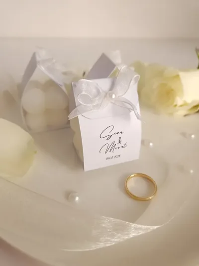 İsme Özel Mumlu Nişan Hediyeliği - Zarif Mum Kutusu (25 Adet)