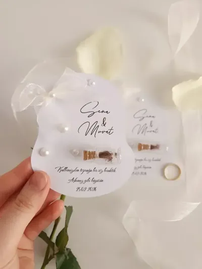 Kişiye Özel İnci Detaylı Çiçek Tohumlu Nişan Hediyelikleri 25'li