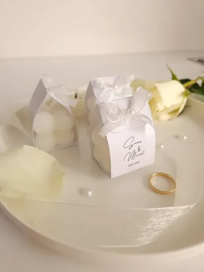 İsme Özel Mumlu Nişan Hediyeliği - Zarif Mum Kutusu (25 Adet)