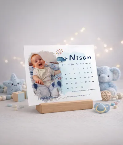 Kişiye Özel 1-12 Ay Bebek Anı Takvimi - Fotoğraflı Bebek Büyüme Takvimi