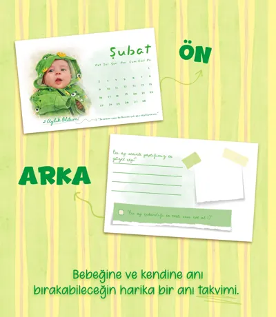 Kişiye Özel 1-12 Ay Bebek Anı Takvimi - Fotoğraflı Bebek Büyüme Takvimi