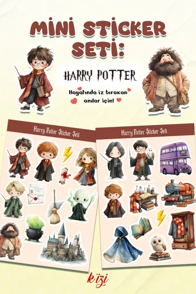 Harry Potter Temalı Mini Sticker Seti | Sevimli Karakter Stickerları | Defter, Ajanda, Laptop Süsü