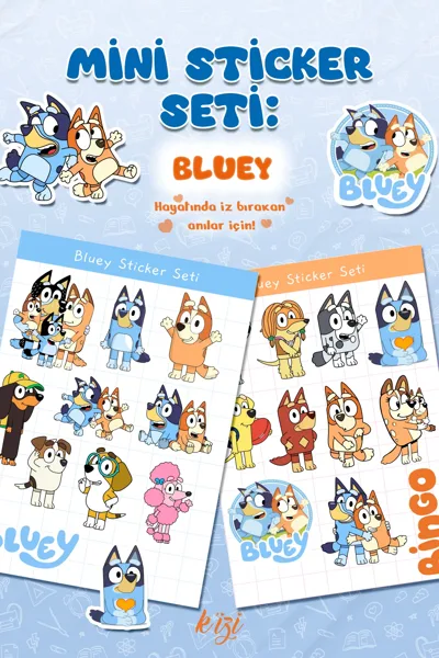 Bluey Mini Sticker Seti – Çocuk Sticker | Laptop & Defter Etiketleri | Sevimli Karakter Sticker Seti