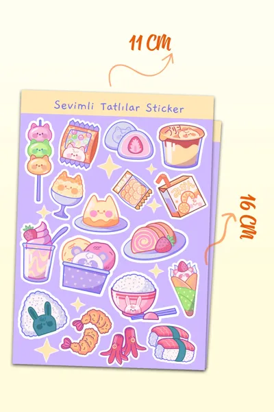 Sevimli Tatlılar Mini Sticker Seti | Kawaii Pastel Sticker | Günlük, Defter, Laptop Süsleme Sticker