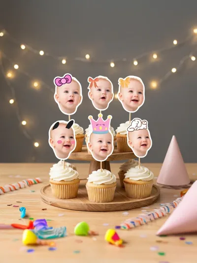 Kişiye Özel Sanrio Temalı Cupcake Kürdan Süsü (12 Adet) – Doğum Günü & Baby Shower Parti Dekoru