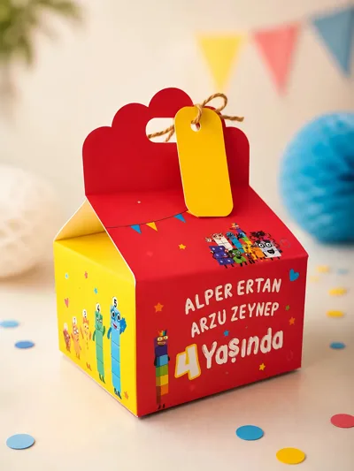 Numberblocks Temalı Kişiye Özel Hediye Kutusu | Doğum Günü Parti Kutusu