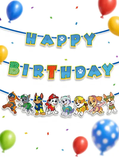 Paw Patrol Happy Birthday Flama Seti – Paw Patrol Konseptli Doğum Günü Banner, Parti Flama