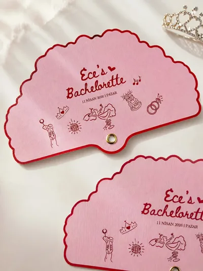 Bride Bachelorette Parti Davetiyesi 5’li Set – Pembe Özel Kesim Gelin Bekarlığa Veda Daveti – Kurdeleli Şık Tasarım