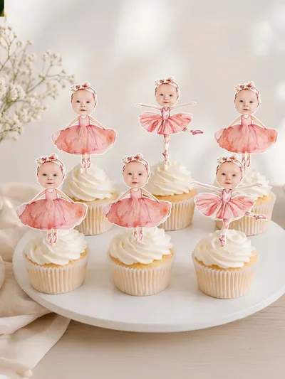 Kişiye Özel Balerin Temalı Cupcake Kürdan Süsü 6 Adet Doğum Günü Baby Shower Parti Dekoru Cupcake Topper