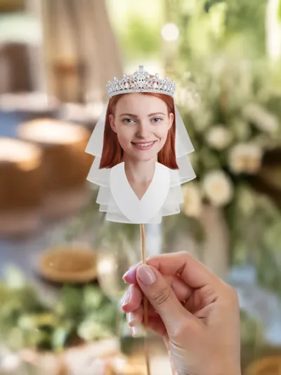 Kişiye Özel Fotoğraflı Gelin Cupcake Topper Seti (12 Adet) – Düğün & Bride Kürdan Süsü