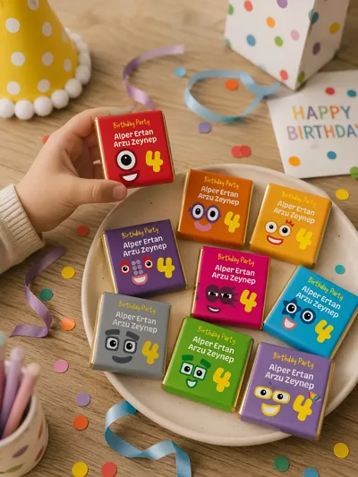 Numberblocks Temalı Kişiye Özel Parti Sticker ve Etiket Seti 72'li | Doğum Günü Konsepti