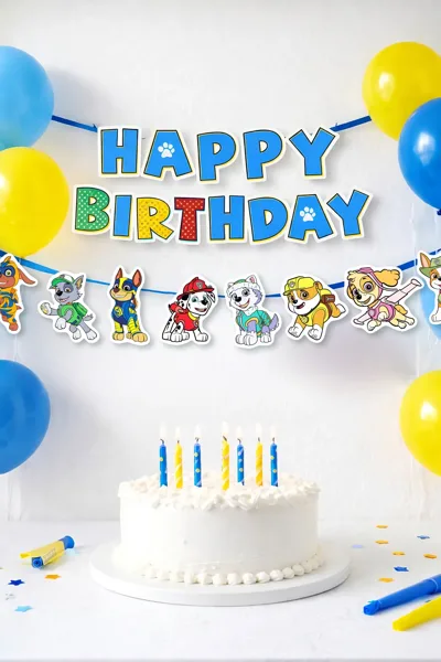 Kişiye Özel Paw Patrol Doğum Günü Parti Seti Pasta Süsü Muffin Kürdanı Happy Birthday Flama