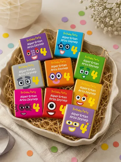 Numberblocks Temalı Kişiye Özel Parti Sticker ve Etiket Seti 72'li | Doğum Günü Konsepti